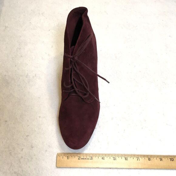 Clarks Womens 10W Wedge Ankle Boots Suede Leather Lace Up Burgundy Purple Witchy - Picture 11 of 11
